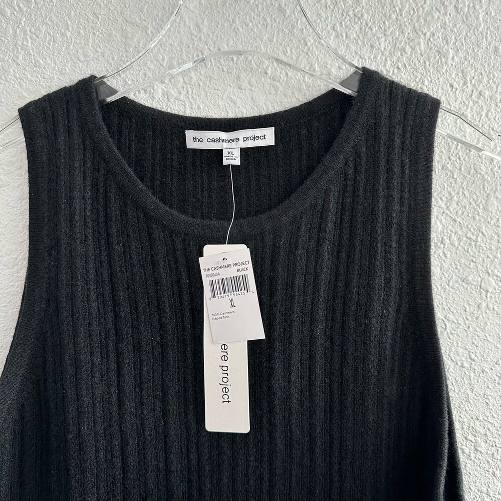 The Cashmere Project Ribbed Tank Women XL Black‎ Crew Neck Minimalist New - Picture 3 of 9